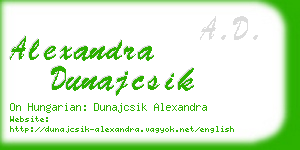 alexandra dunajcsik business card